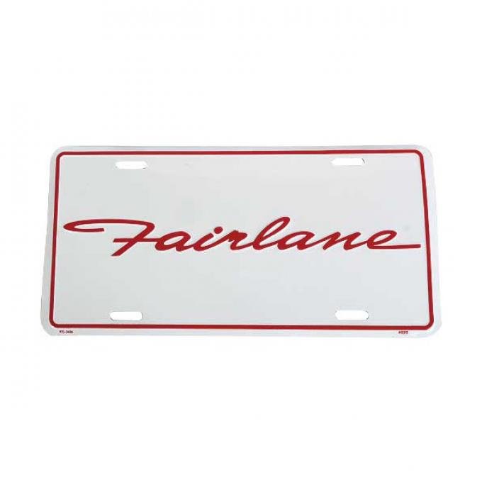 Logo License Plate - White Background With Fairlane Script In Red