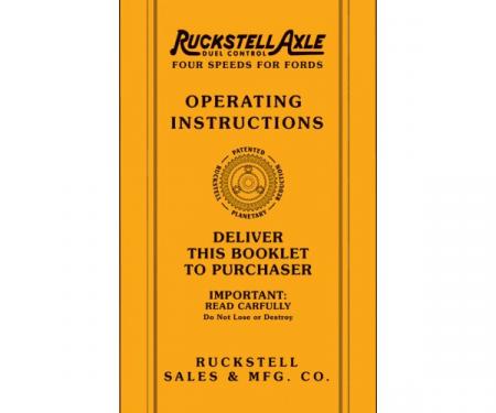 Model T Ford Ruckstell Operating Instruction Booklet - 6 Pages - 4 Illustrations