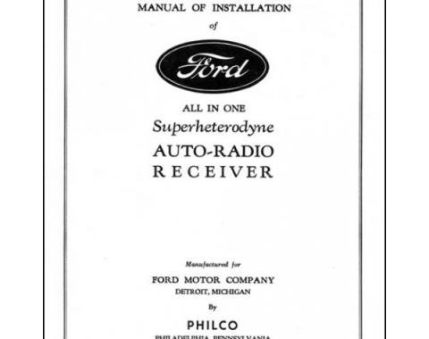 Radio Installation Handbook - Ash Tray Radio - Ford