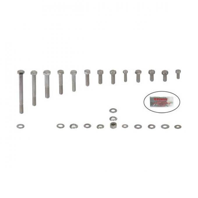 Ford Pickup Truck Engine Hardware Kit - Original Style - Stainless Steel - 351M V8 With Cast Valve Covers