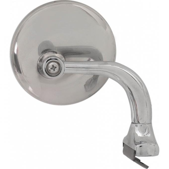 Peep Mirror - Universal - Chrome - Curved Arm - 3 Inch Mirror - Stainless Steel Head - Right Or Left - No Script