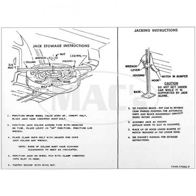 Jack Instructions - Mercury Convertible