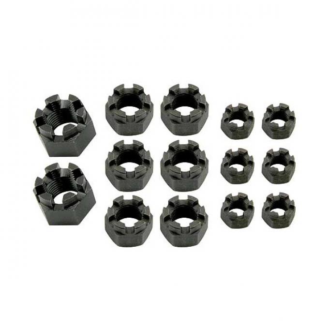 Model T Ford Rear Axle Castle Nut Set - 14 Pieces - Black Oxide