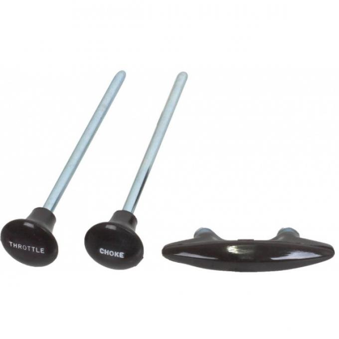 Dash Knob Set - Brown-black With White Trim - 3 Pieces - Ford Pickup Truck