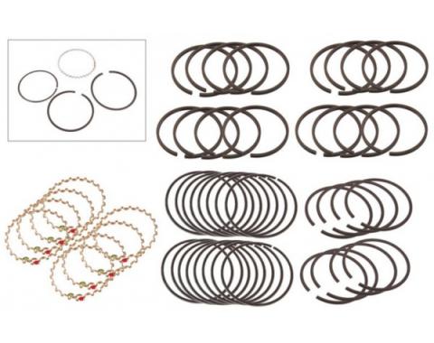 Piston Ring Set - 4 Ring Type - Solid Skirt - For Dome Top Pistons - Ford Flathead V8 95 & 100 HP - 3-1/16 Bore - Choose Your Size