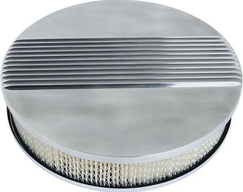 Air Cleaner - 14 Diameter - Cal Custom Style Finned Aluminum - 260, 289 & 302 V8 - Ford & Mercury