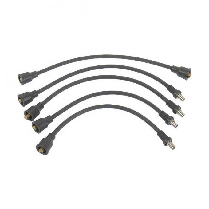 Model A Ford Electronic Distributor Spark Plug Wire Set - 12 Volt - Noise Suppression Leads With Rubber Boots