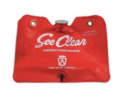 Windshield Washer Bag - Red With White See Clear Lettering - With Cap