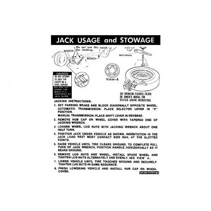 Ford Mustang Decal - Jack Instruction - Convertible