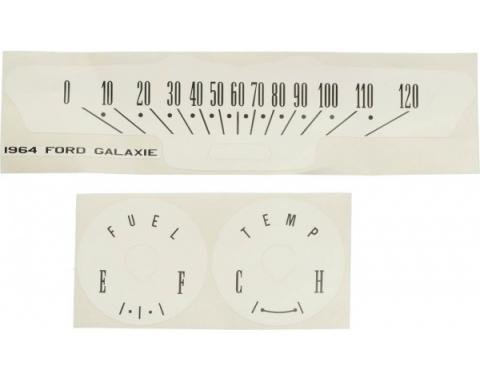 Ford Galaxie White Face Gauge Overlay, 1964