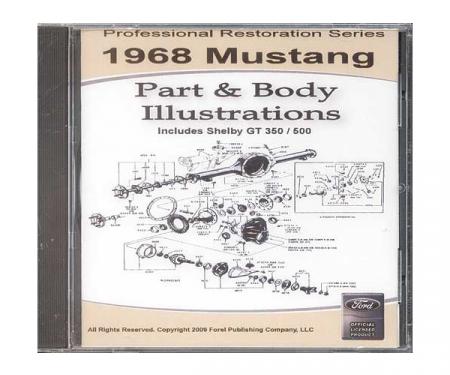 1968 Mustang Part & Body Illustrations On CD - For Windows Operating Systems Only