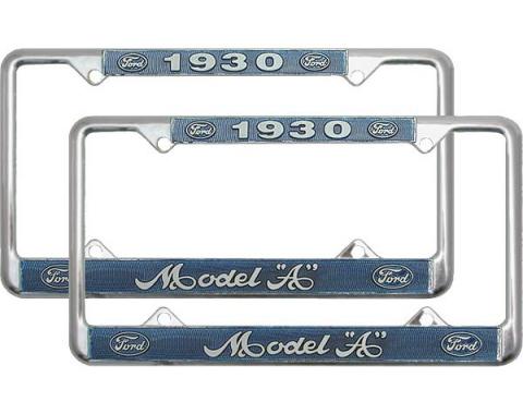 Model A Ford License Plate Frames - White Lettering With Blue Background - Model A Ford 1930