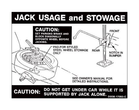 Jack instructions Decal - Montego Convertible With Styled Wheels