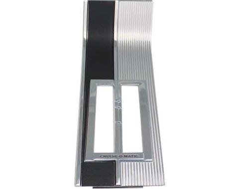 Ford Mustang Console Shift Plate - For Automatic Transmission - Chrome Ribs With Black Paint