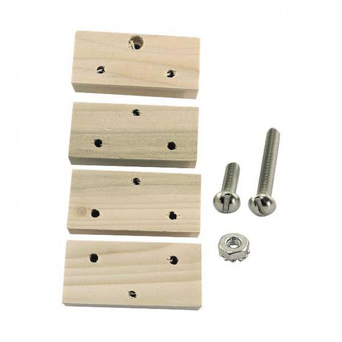 Model A Ford Hood Shelf Block Set - Wood With Hardware - 28Pieces
