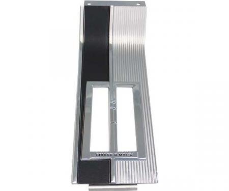 Ford Mustang Console Shift Plate - For Automatic Transmission - Chrome Ribs With Black Paint