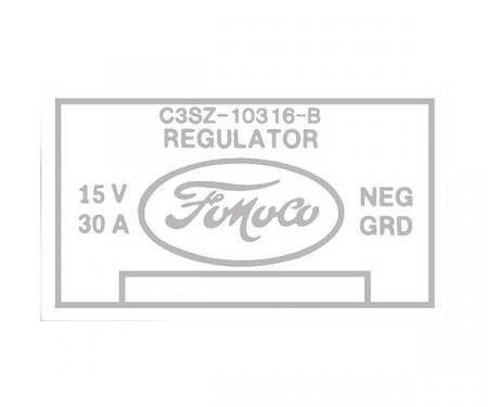 Voltage Regulator Decal - Without A/C - Ford