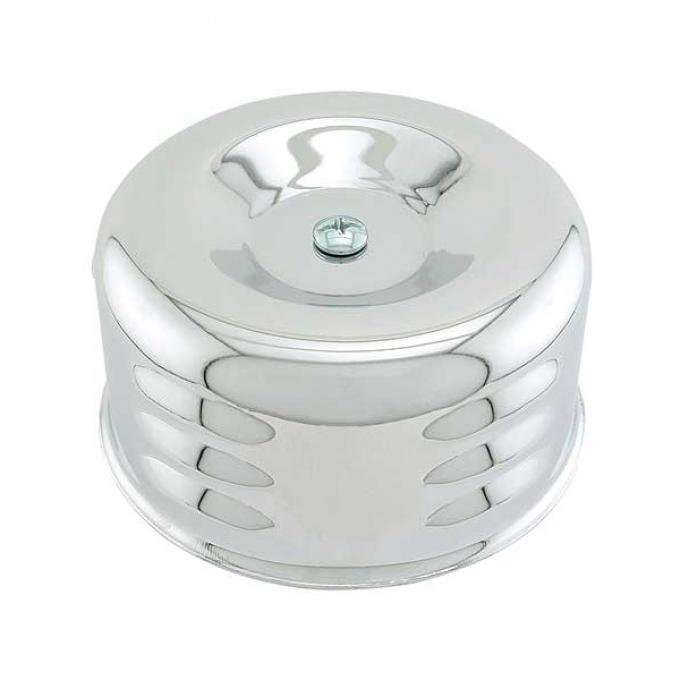 Air Cleaner - Louvered Chrome - 2-5/8 Throat - Fits 2 Barrel Carb