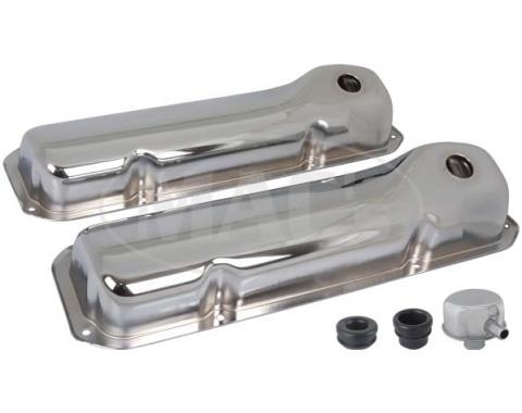 Valve Covers, Chrome, 351 Cleveland, V8, With Oil Cap With Tube