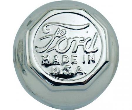 Model T Ford Hub Cap Set For Wood Wheels, Nickel, Ford Script