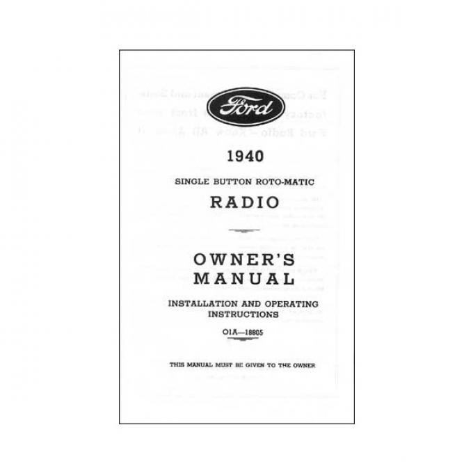 Radio Installation Handbook - Zenith - 8 Pages - Ford & Mercury