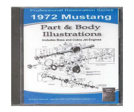 1972 Mustang Part & Body Illustrations On CD - For Windows Operating Systems Only