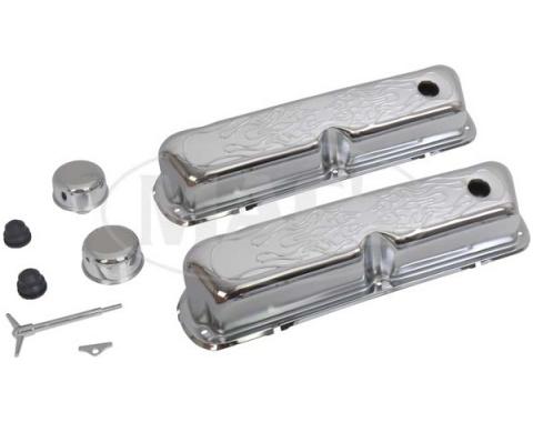 Ford Chrome Valve Cover Kit,Flamed Finish, 1967-1977