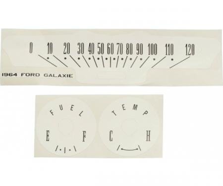 Ford Galaxie White Face Gauge Overlay, 1964