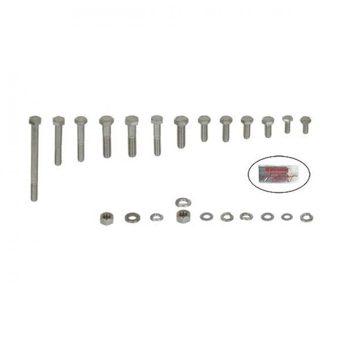 Ford Pickup Truck Engine Hardware Kit - Original Style - Stainless Steel - 460 V8 With Stock Valve Covers