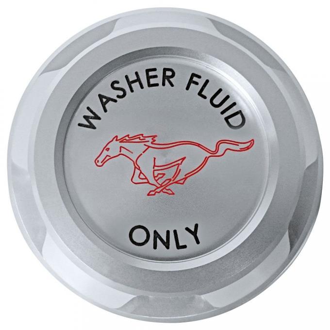 Drake Muscle 2015-2019 Ford Mustang Billet Washer Reservoir Cap with Pony Logo FR3Z-17632-BL