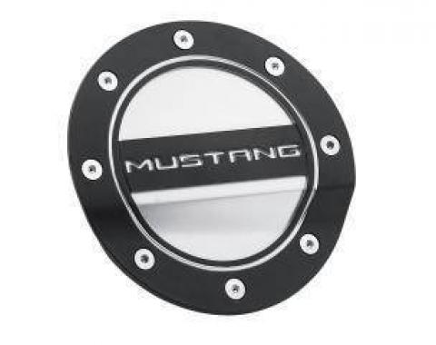 Drake Muscle 2015-2019 Ford Mustang Mustang Comp Series Fuel Door, Black/Silver FR3Z-6640526-MB