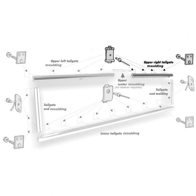Dennis Carpenter Upper Tailgate Molding RH - 1967-69 Ford Truck C7TZ-9941018-A