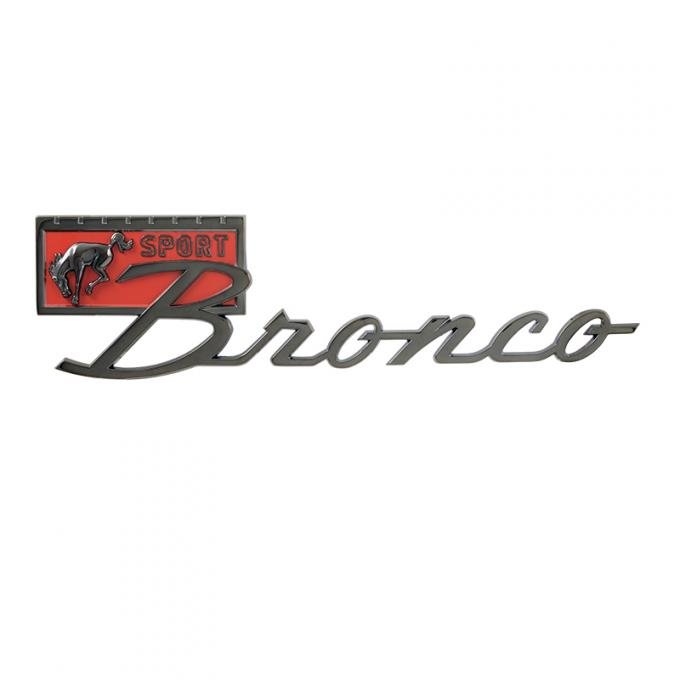 Dennis Carpenter Fender Emblem - Black Chrome - "Bronco Sport" - 1966-77 Ford Bronco C7TZ-16098-BCH