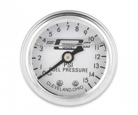 Mr. Gasket Fuel Pressure Gauge, 0-15 PSI, 1/2 Inch Diameter, Liquid Filled 1563