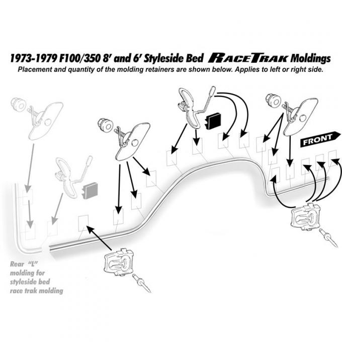 Dennis Carpenter Bed Side Race Track Molding - 6 foot bed - Right Hand - 1977-79 Ford Truck D7TZ-9929038-BA