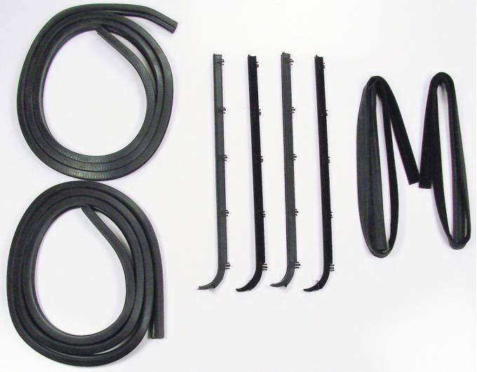 Precision Door Weatherstrip Seal Kit, Glassruns, Beltlines and Door Seals. Left and Right, 8 Piece Kit. Inner Beltline Molding Attaches To Door With Metal Clips. DK 2110 83 V