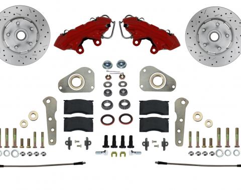 Leed Brakes Spindle Kit with Drilled Rotors and Red Powder Coated Calipers RFC0025SMX
