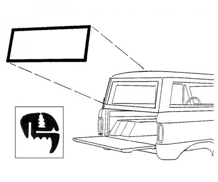 Dennis Carpenter Back Glass Seal - Liftgate - with Groove for Chrome - 1966-77 Ford Bronco C7TZ-9842084-A