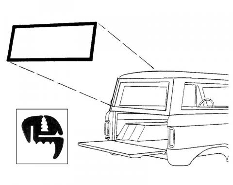 Dennis Carpenter Back Glass Seal - Liftgate - with Groove for Chrome - 1966-77 Ford Bronco C7TZ-9842084-A