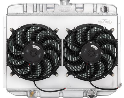 Cold Case Radiators 67-70 Mustang SB 24 Inch Aluminum Performance Radiator And Dual 12 Inch Fan Kit MT FOM587K