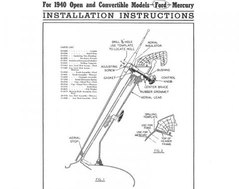 Dennis Carpenter Radio Antenna Assembly - Open Car & Wagon - 1940 Ford Car   01A-18813-C