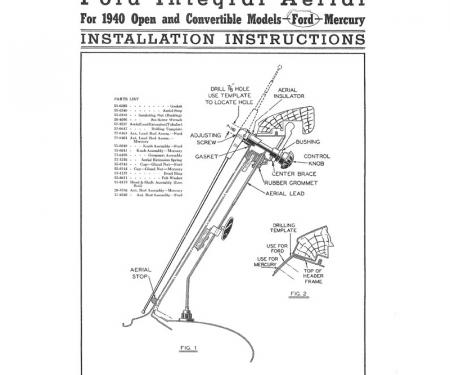 Dennis Carpenter Radio Antenna Assembly - Open Car & Wagon - 1940 Ford Car   01A-18813-C