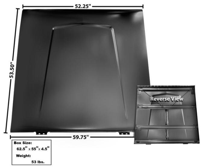 Dynacorn 66-69 Custom Hood w/o Vent Holes or Window Hook Holes 3750NV