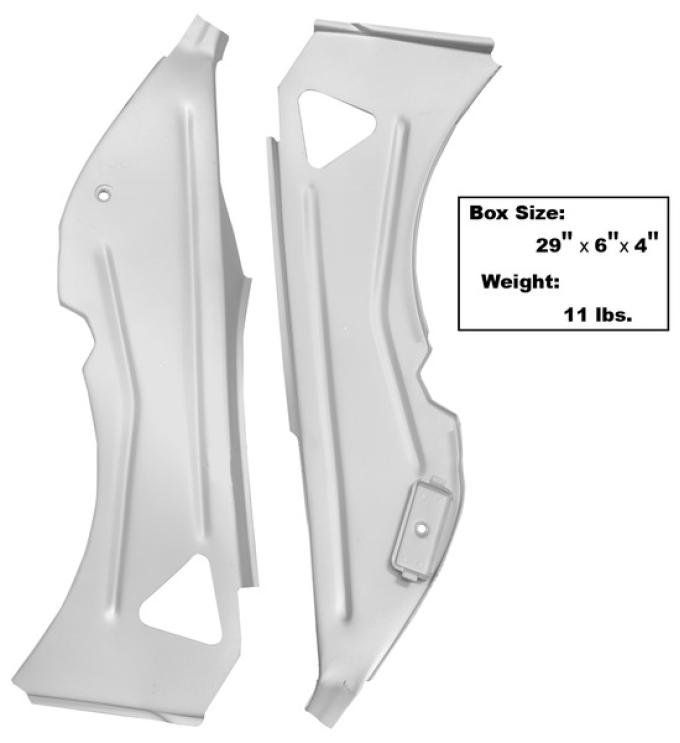 Dynacorn 69-70 Inner Quarter Structure Brace Convertible Weld-Thru Primer Pair 3644JWT