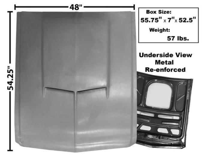 Dynacorn 67-68 F / B Fiberglass Hood w/Steel Brace-Smc Style 3641U