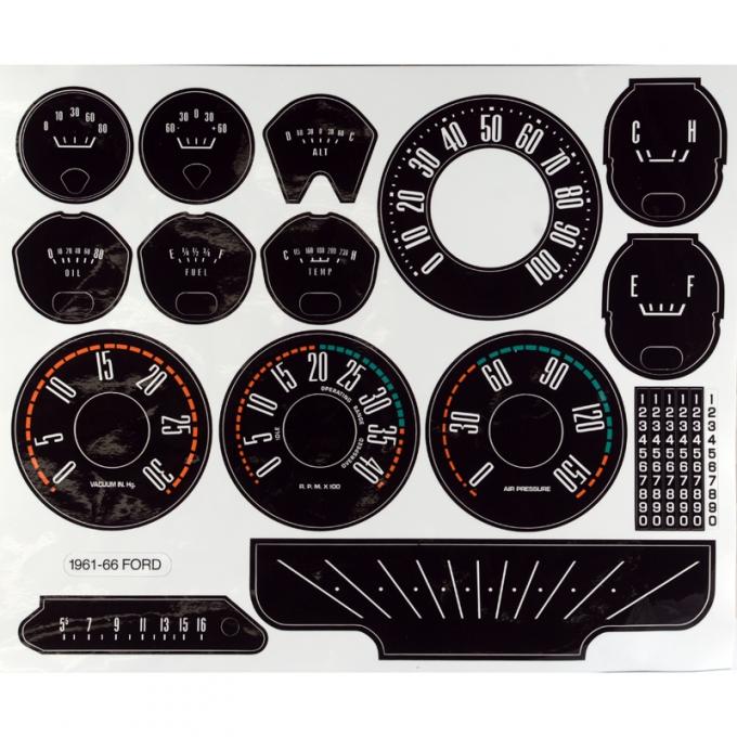 Dennis Carpenter Instrument Cluster Decal Set - 1961-66 Ford Truck     C1TZ-17255-DF