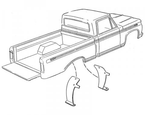 Dennis Carpenter Rear Wheel Opening Splash Shield - 1976-79 Ford Truck, 1978-79 Ford Bronco    D7TZ-9928370-A