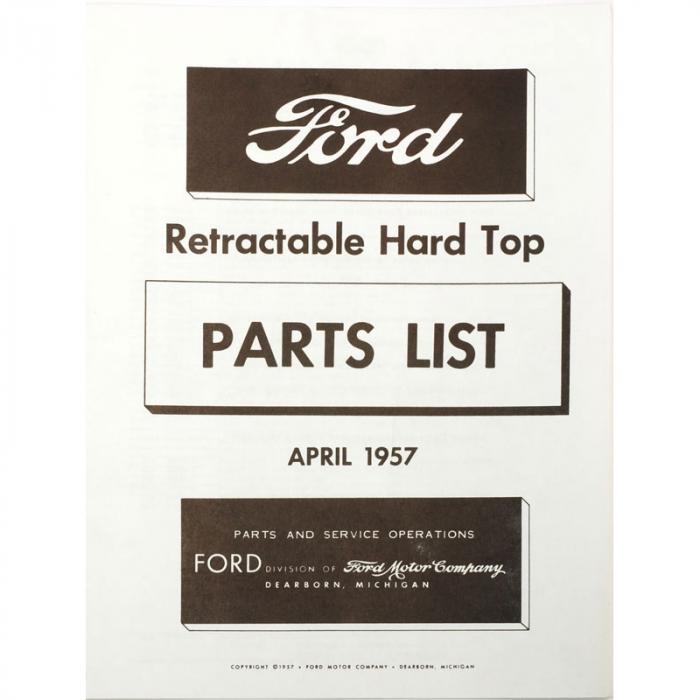 Dennis Carpenter Book "Ford Retractable Hard Top Parts List" April