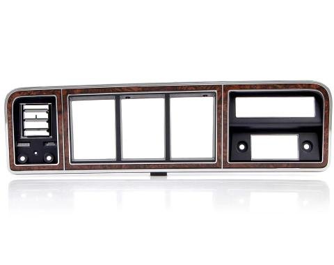 AMD Dash Bezel, Chrome/Woodgrain, with AC, 73-79 Ford F100 F150 F250 F350 Truck, 78-79 Bronco 460-4573-WAC