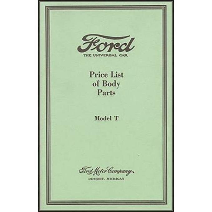 Model T Body Parts List 1923 Book BT-9